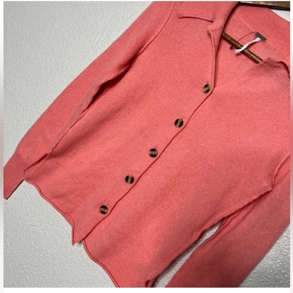 NWOT Free People 100% Cashmere Button Collar Cardigan - Picture 8 of 14